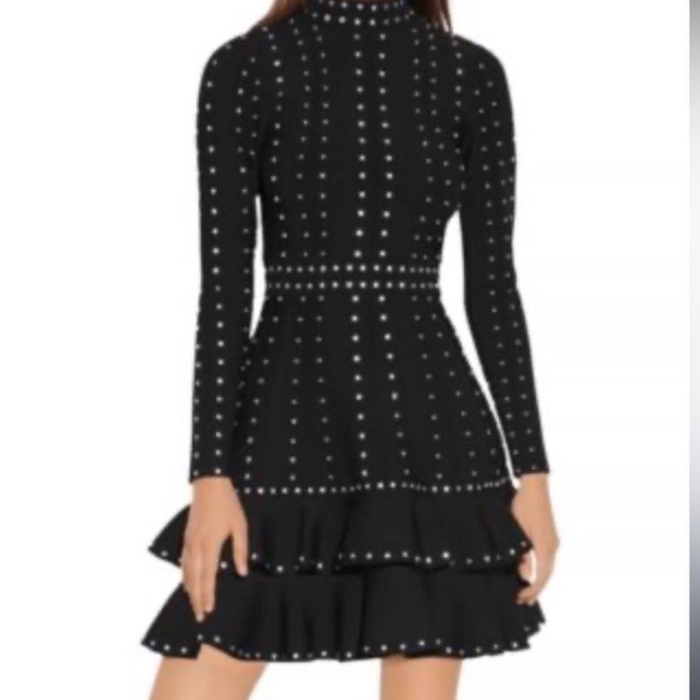 Sandro Black Studded Long Sleeve Dress